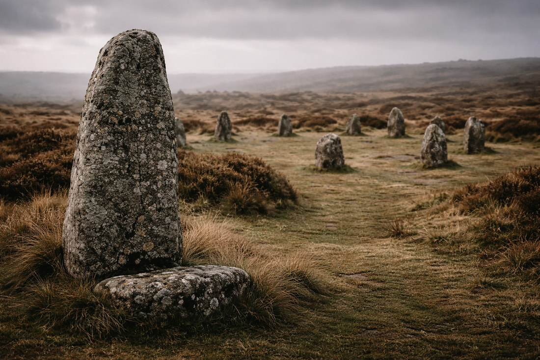 Misty stone circle in Cornwall