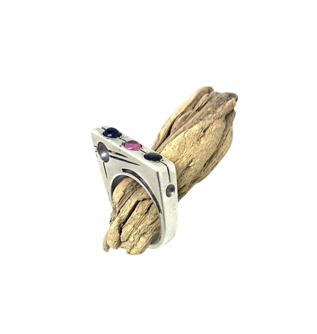 Statement Ring - Traffic Light Design in Sterling Silver