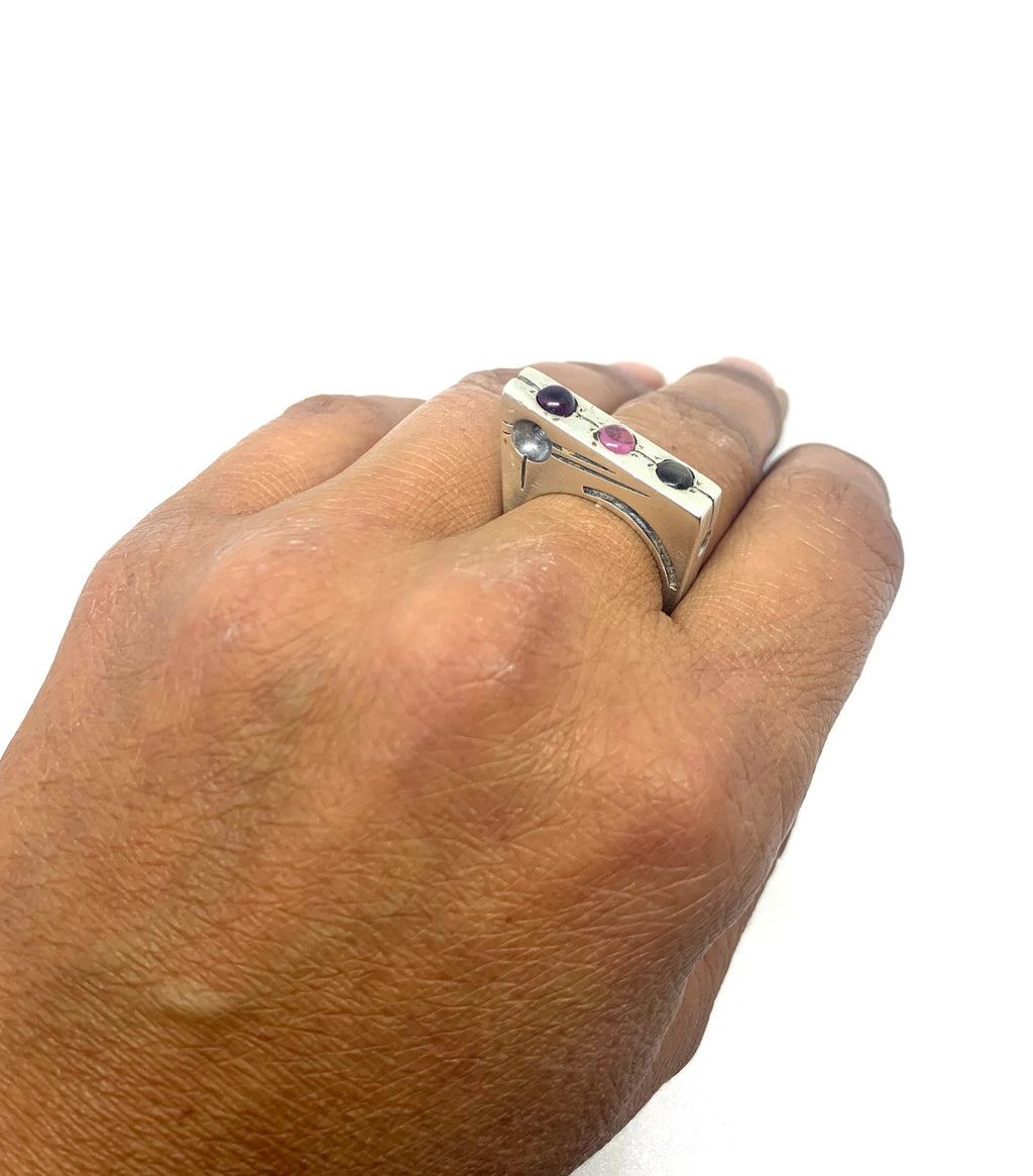 Statement Ring - Traffic Light Design in Sterling Silver by Tg-Jewellery By Tamara Gervasio (traffic-light-ring-one-of-a-kind)