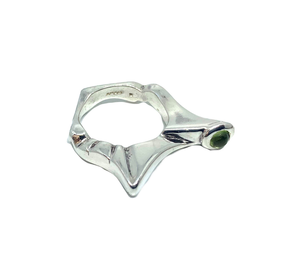 Statement Ring – Bold Geometric Design with Choice of Gemstones by Tg-Jewellery By Tamara Gervasio (pyramid-ring-sterling-silver-925-with-cabochon-peridot-amethyst-or-iolite)