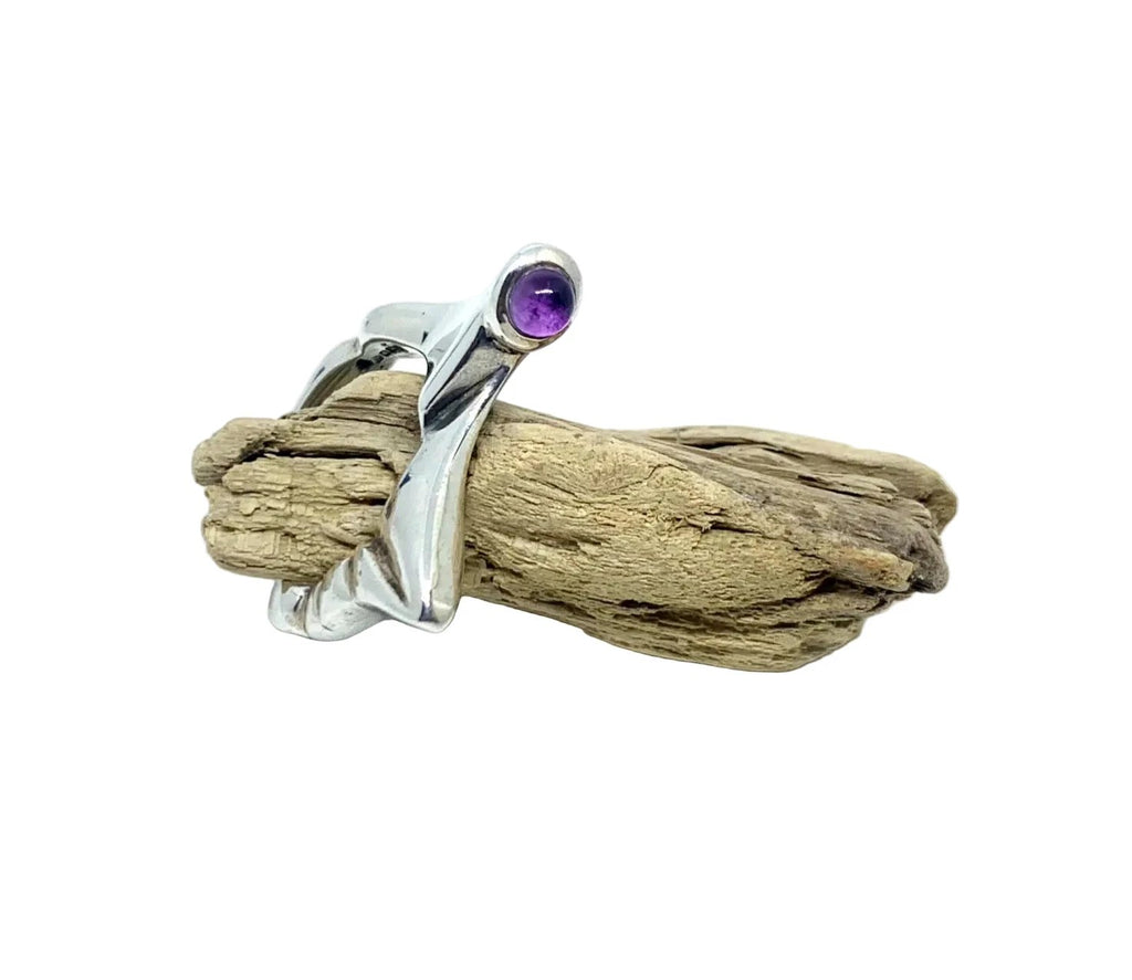Statement Ring – Bold Geometric Design with Choice of Gemstones by Tg-Jewellery By Tamara Gervasio (pyramid-ring-sterling-silver-925-with-cabochon-peridot-amethyst-or-iolite)
