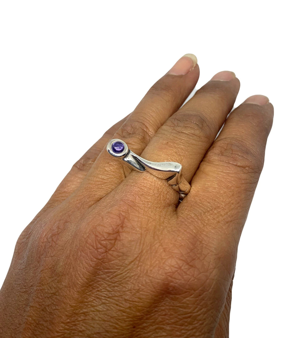 Statement Ring – Bold Geometric Design with Choice of Gemstones by Tg-Jewellery By Tamara Gervasio (pyramid-ring-sterling-silver-925-with-cabochon-peridot-amethyst-or-iolite)