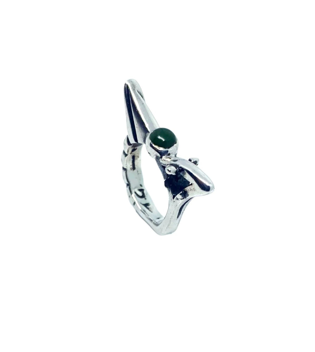 Bird Ring – Bold Sterling Silver Statement Piece by Tg-Jewellery By Tamara Gervasio (bird-ring-sterling-silver-925-with-ceramic-enamel-or-green-jade)