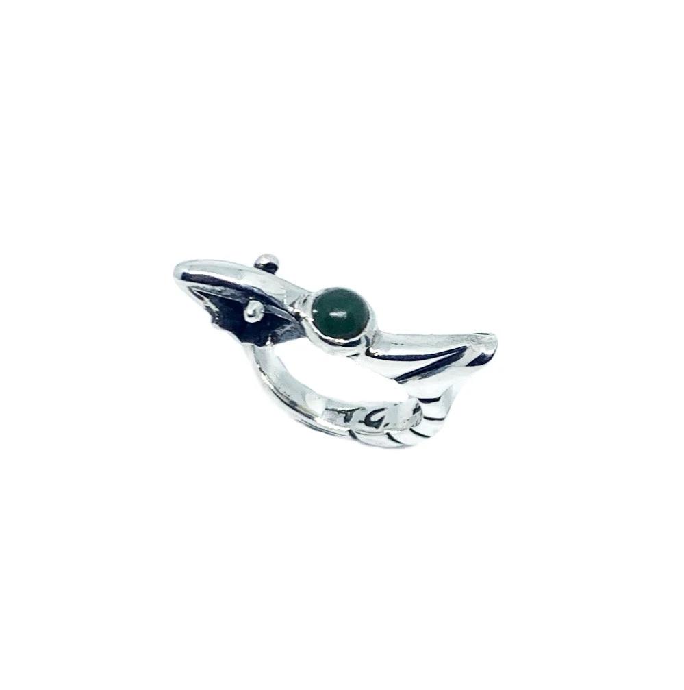 Bird Ring – Bold Sterling Silver Statement Piece by Tg-Jewellery By Tamara Gervasio (bird-ring-sterling-silver-925-with-ceramic-enamel-or-green-jade)