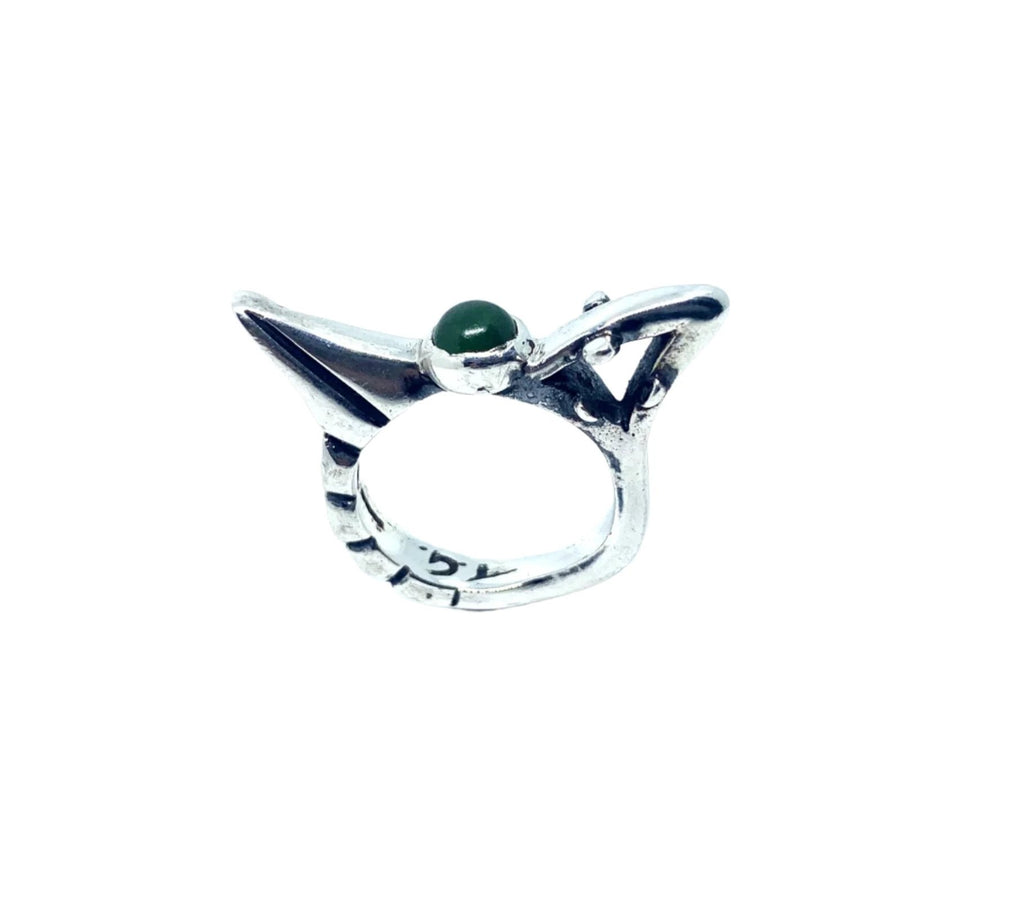 Bird Ring – Bold Sterling Silver Statement Piece by Tg-Jewellery By Tamara Gervasio (bird-ring-sterling-silver-925-with-ceramic-enamel-or-green-jade)