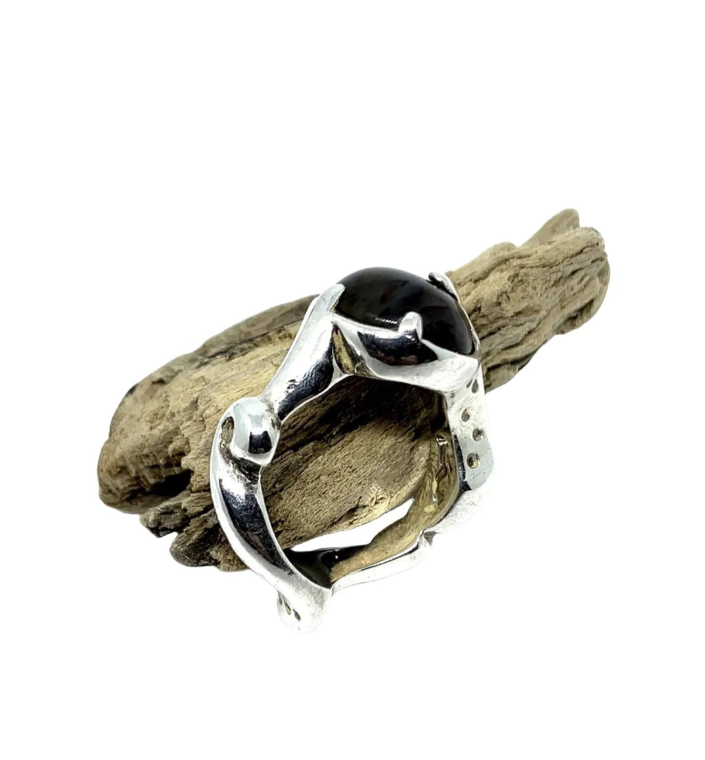 Sterling Silver Statement Ring – Hand-Carved Sculptural Design by Tg-Jewellery By Tamara Gervasio (sculpture-ring-sterling-silver-925-with-agate-jasper-or-tiger-eye)