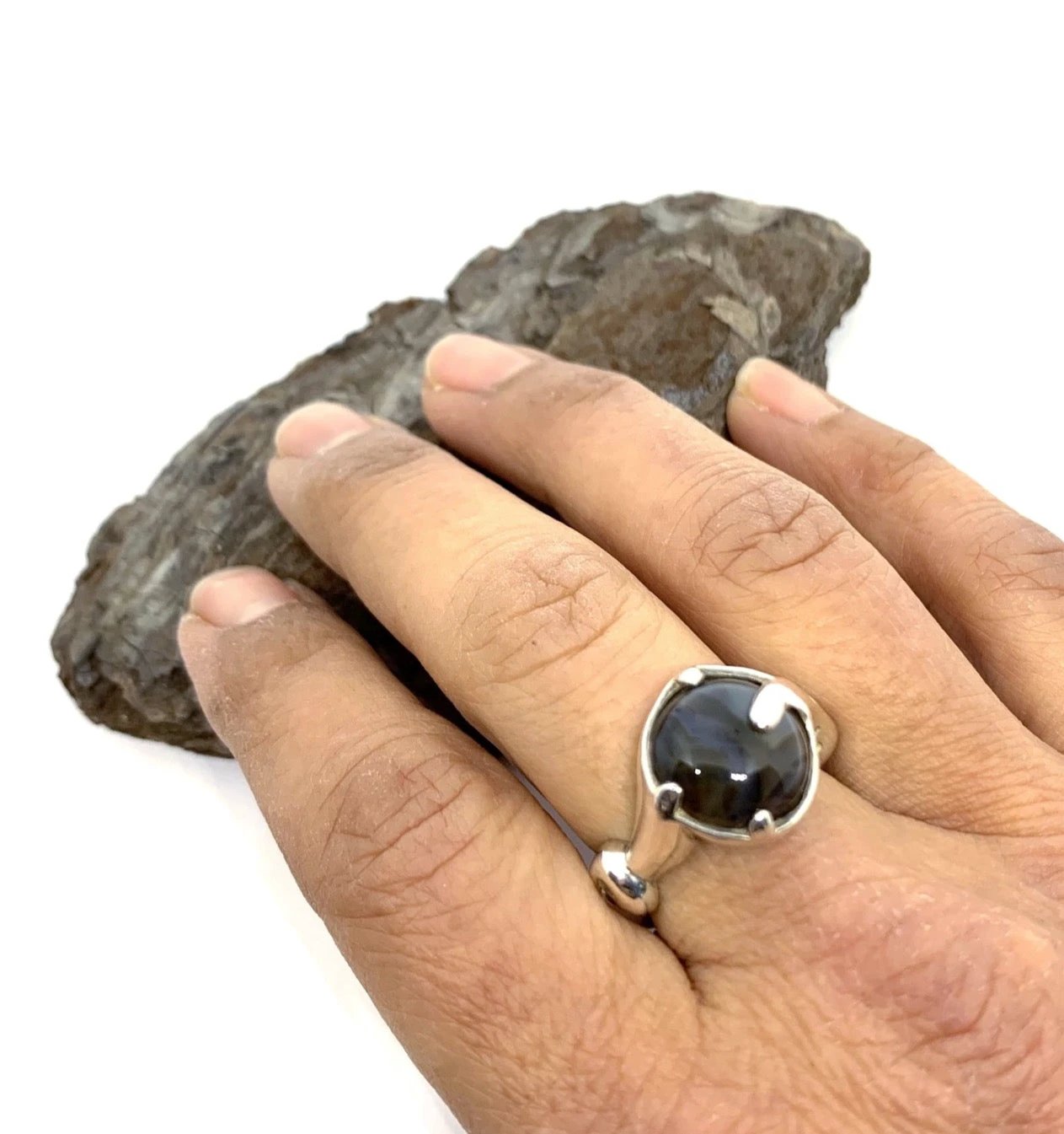 Sterling Silver Statement Ring – Hand-Carved Sculptural Design by Tg-Jewellery By Tamara Gervasio (sculpture-ring-sterling-silver-925-with-agate-jasper-or-tiger-eye)