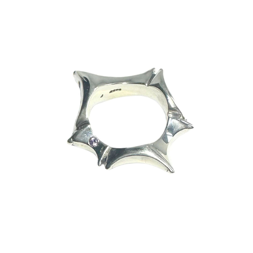 Star Ring - Handcrafted Sterling Silver with Choice of Gemstones by Tg-Jewellery By Tamara Gervasio (star-ring-sterling-silver-925-with-cubic-zirconia-ruby-garnet-or-amethyst)