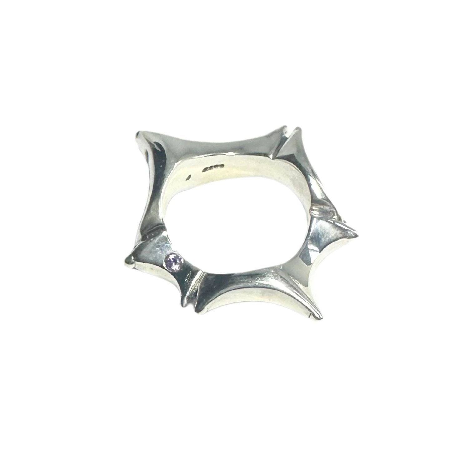 Star Ring - Handcrafted Sterling Silver with Choice of Gemstones by Tg-Jewellery By Tamara Gervasio (star-ring-sterling-silver-925-with-cubic-zirconia-ruby-garnet-or-amethyst)