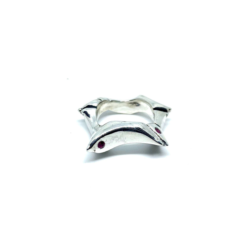 Star Ring - Handcrafted Sterling Silver with Choice of Gemstones by Tg-Jewellery By Tamara Gervasio (star-ring-sterling-silver-925-with-cubic-zirconia-ruby-garnet-or-amethyst)
