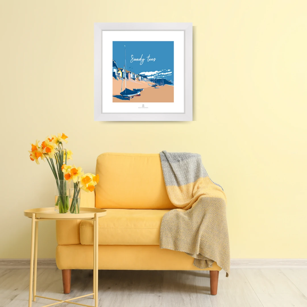 Sandy Toes Seaside Quote 40x40 cm Art Print | BeckyBettesworth by BeckyBettesworth (sandy-toes)