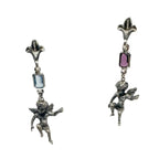 Sterling Silver Earrings – Ancient Cherub Design with Mixed Gemstones by Tg-Jewellery By Tamara Gervasio (one-of-a-kind-ancient-cherub-earrings-in-sterling-silver-with-amethyst-aquamarine)