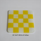 10cm Chequered Soft White/Colour Coaster - Oceanside Collection