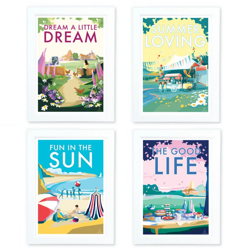 Vintage Travel Poster – Dream a Little Dream Seaside Print by BeckyBettesworth (dream-a-little-dream)
