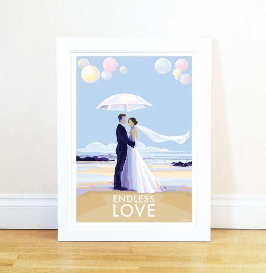 Vintage Travel Poster - Endless Love Romantic Quote Print by BeckyBettesworth (endless-love)