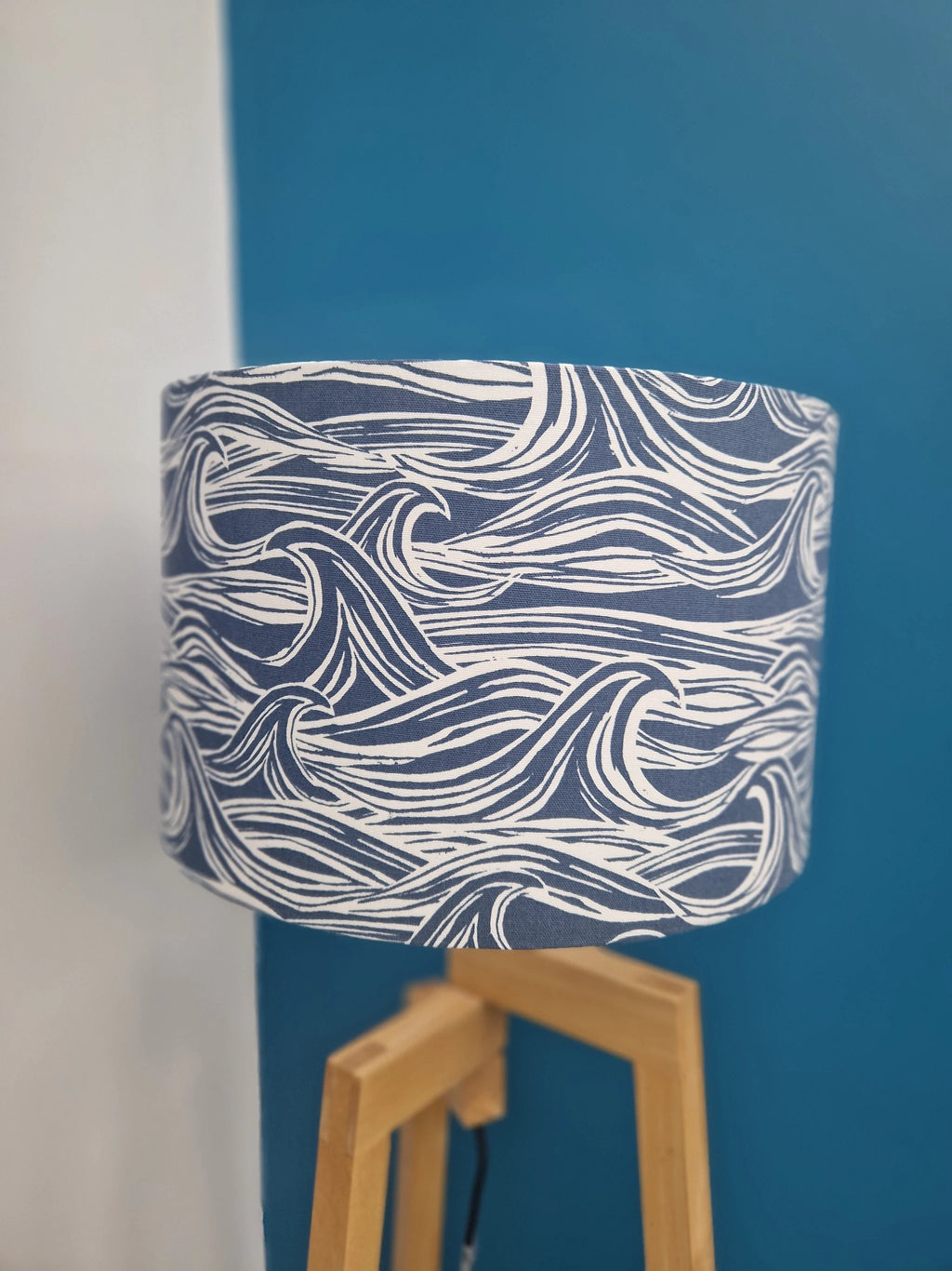 Coastal Lampshade – Handcrafted Wave Design, 40cm by Sailing Sea Shades (large-wave-lampshade)