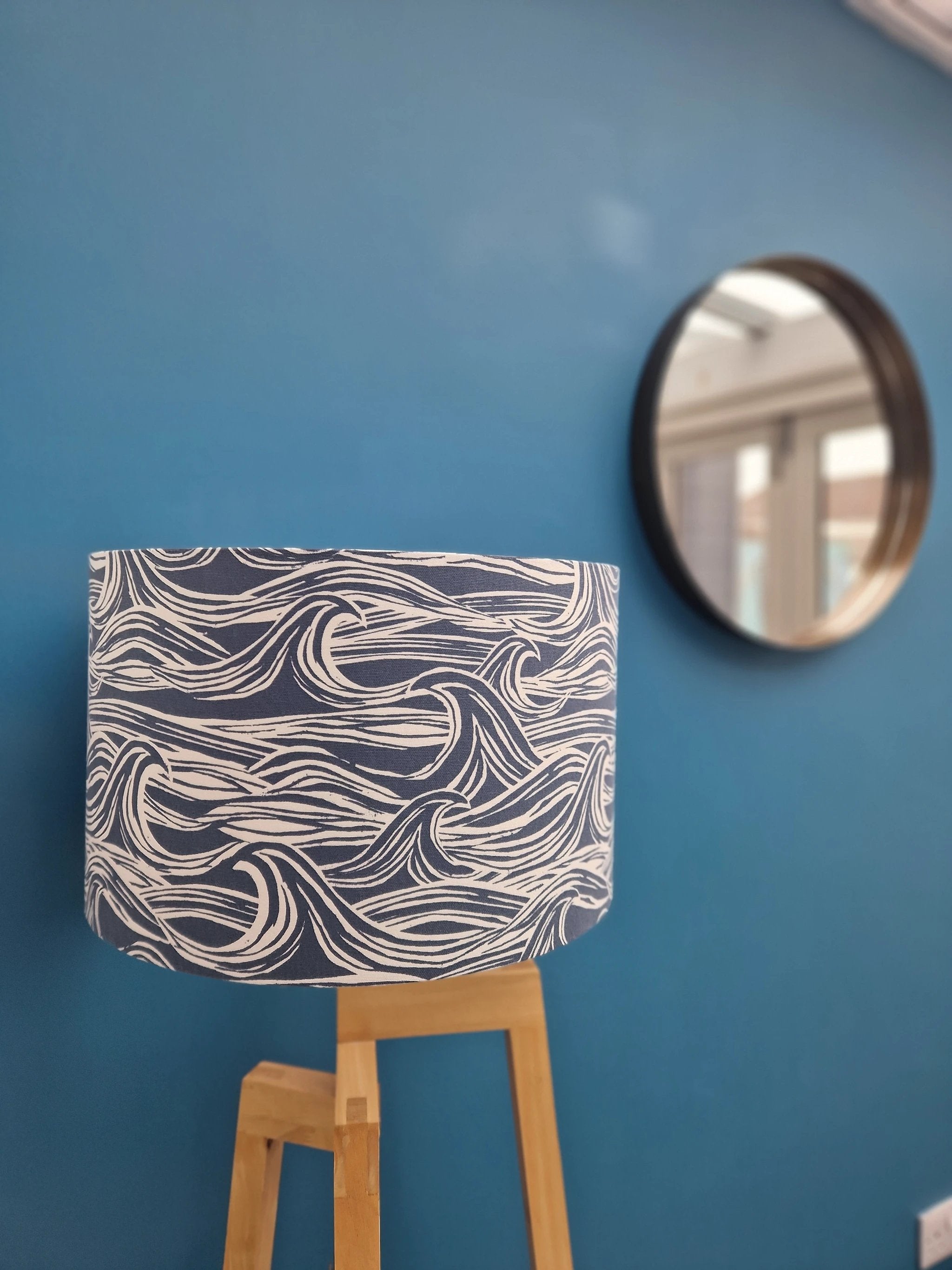Coastal Lampshade – Handcrafted Wave Design, 40cm by Sailing Sea Shades (large-wave-lampshade)
