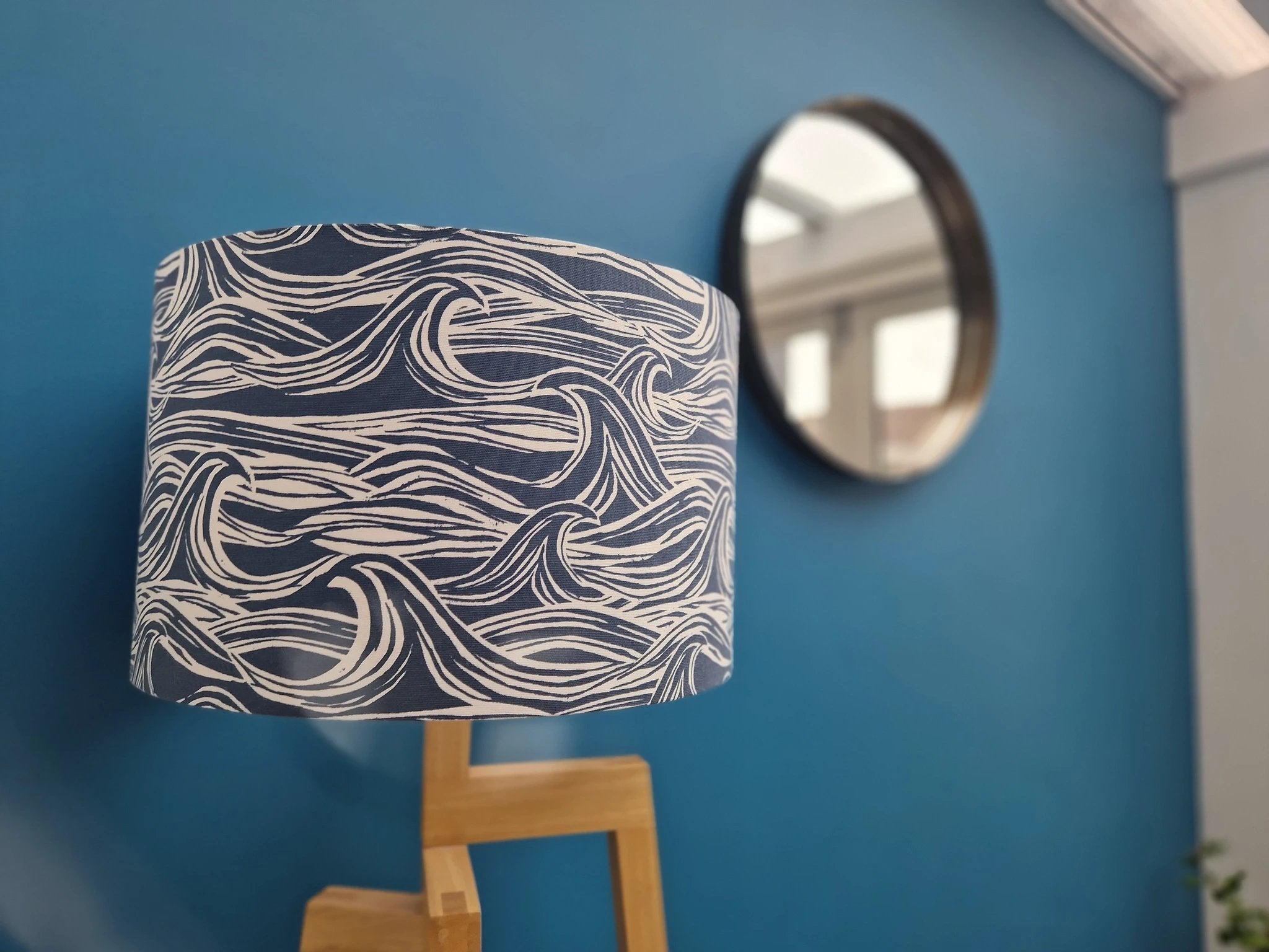 Coastal Lampshade – Handcrafted Mini Wave Design for Cosy Lighting by Sailing Sea Shades (tiny-wave-lampshade)