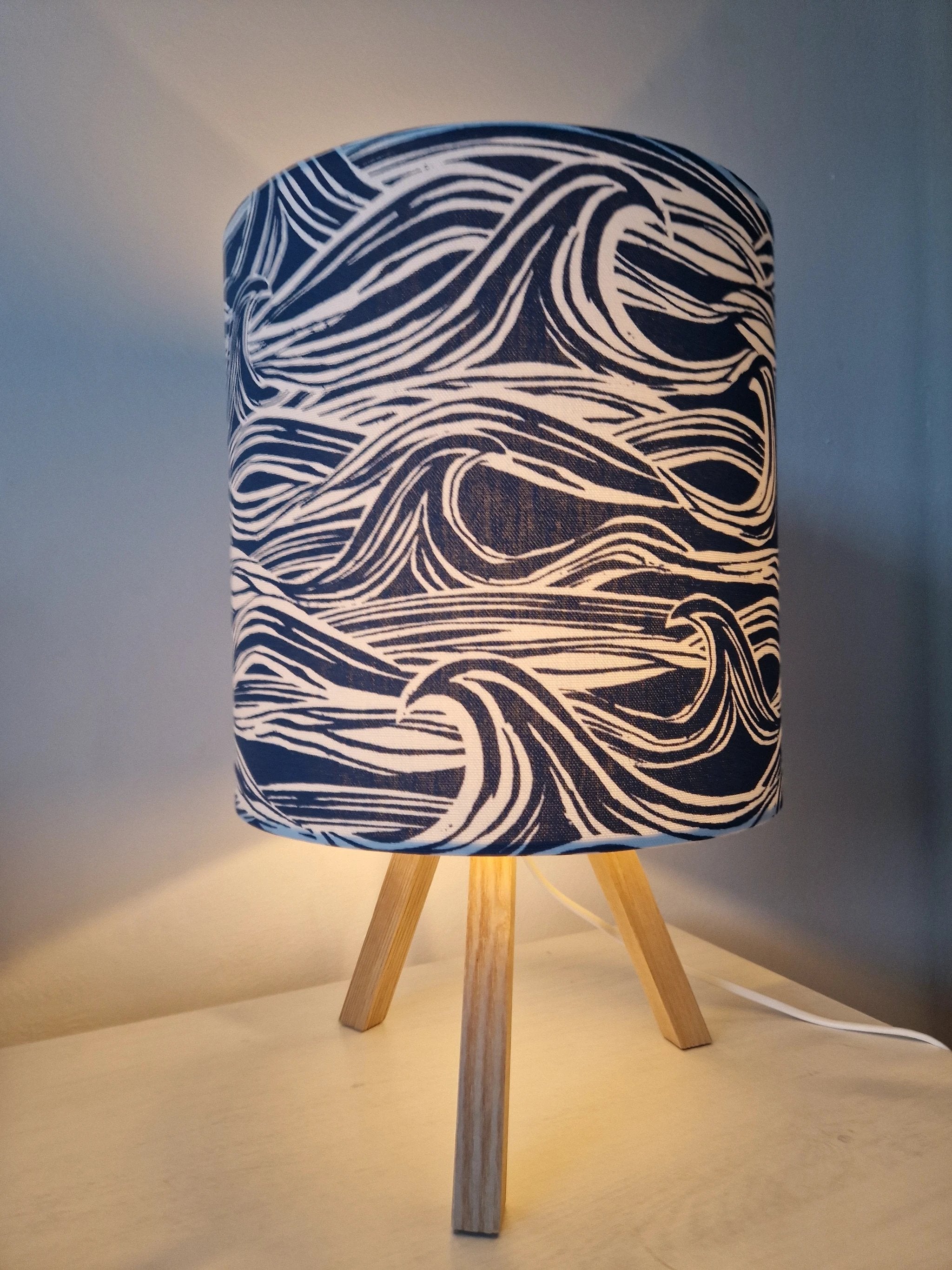 Coastal Lampshade – Handcrafted Mini Wave Design for Cosy Lighting by Sailing Sea Shades (tiny-wave-lampshade)