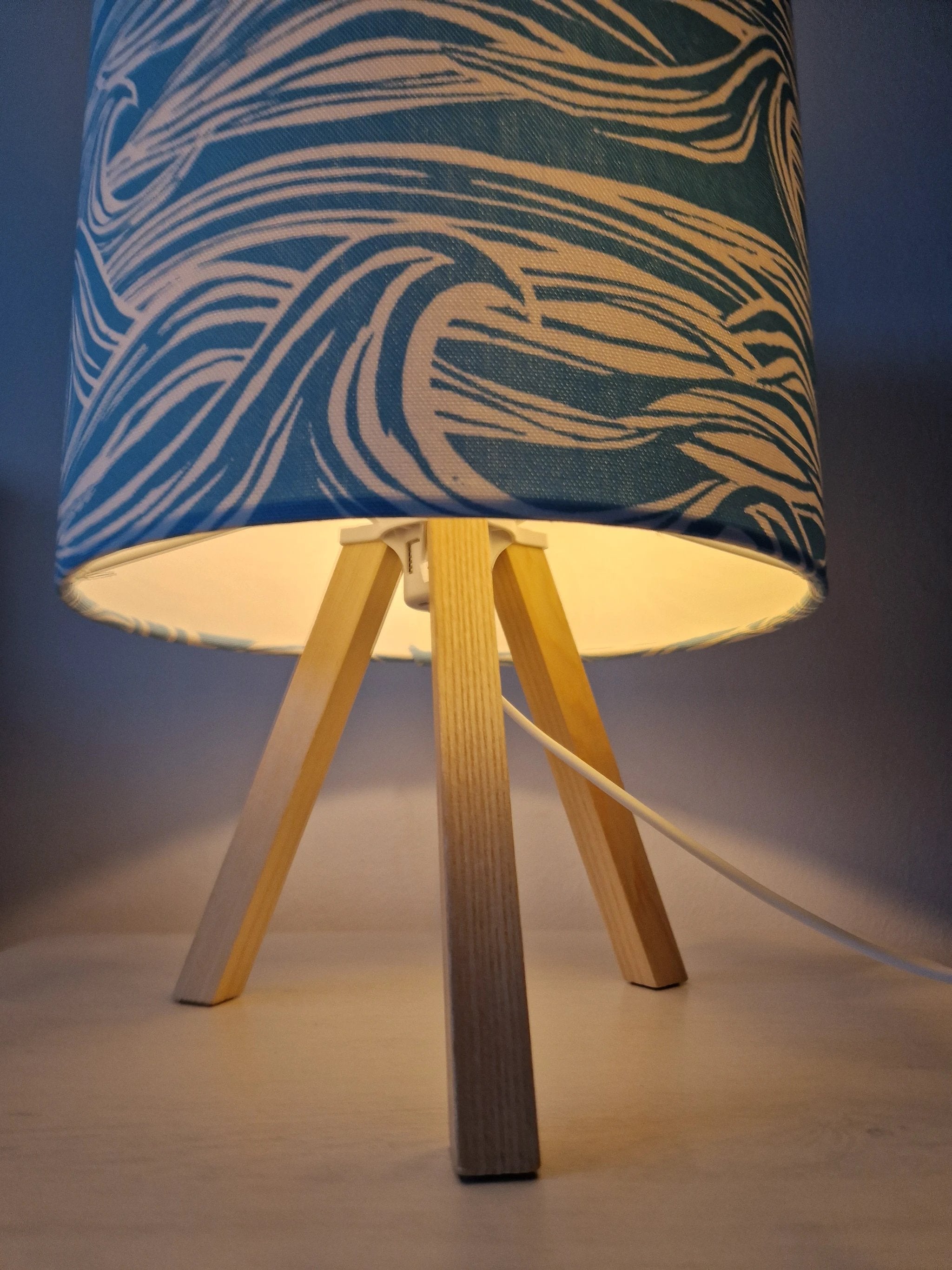 Coastal Lampshade – Handmade Wave Design Creates Calming Shadows by Sailing Sea Shades (medium-wave-lampshade)