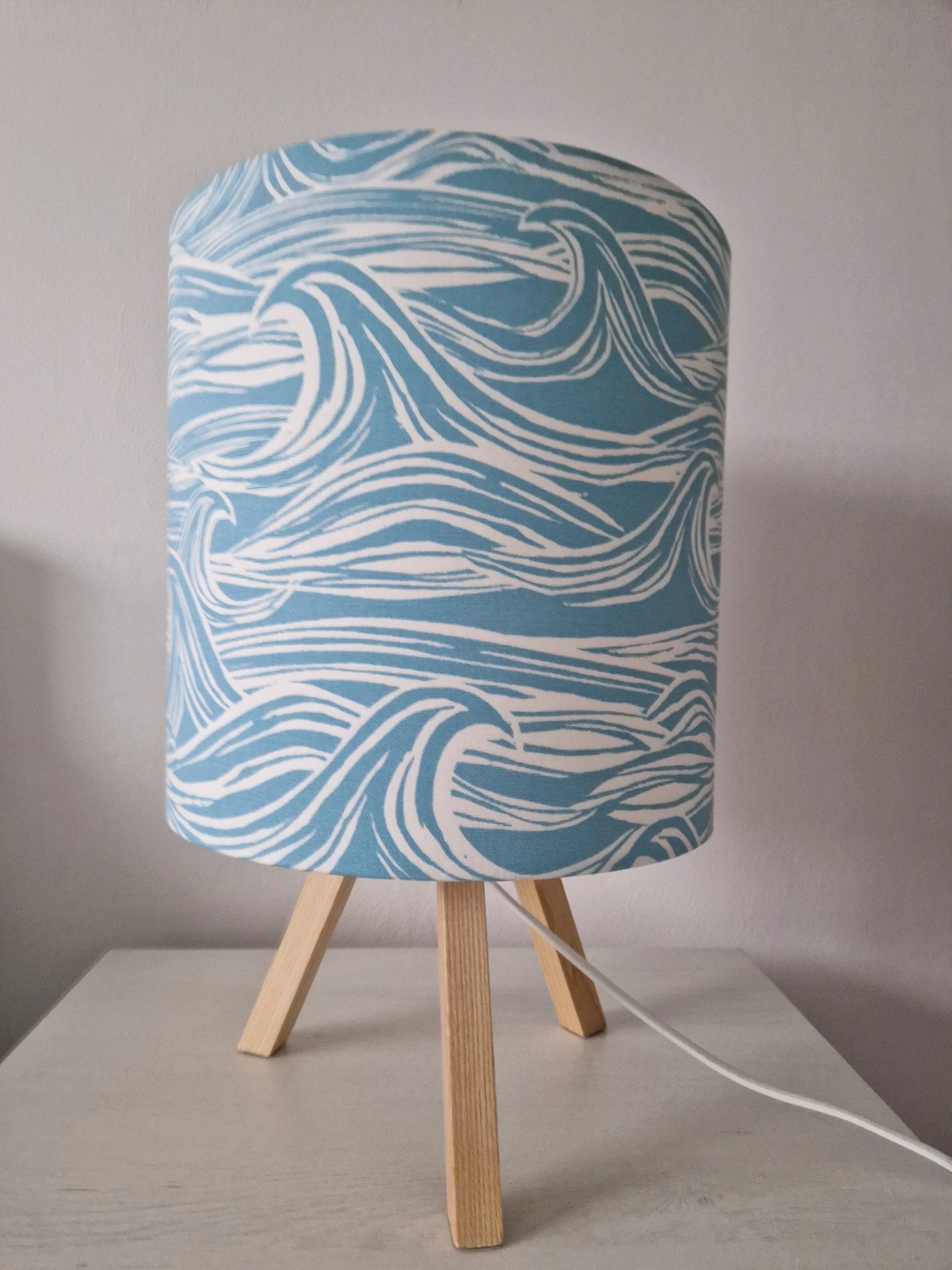 Coastal Lampshade – Handmade Wave Design Creates Calming Shadows by Sailing Sea Shades (medium-wave-lampshade)