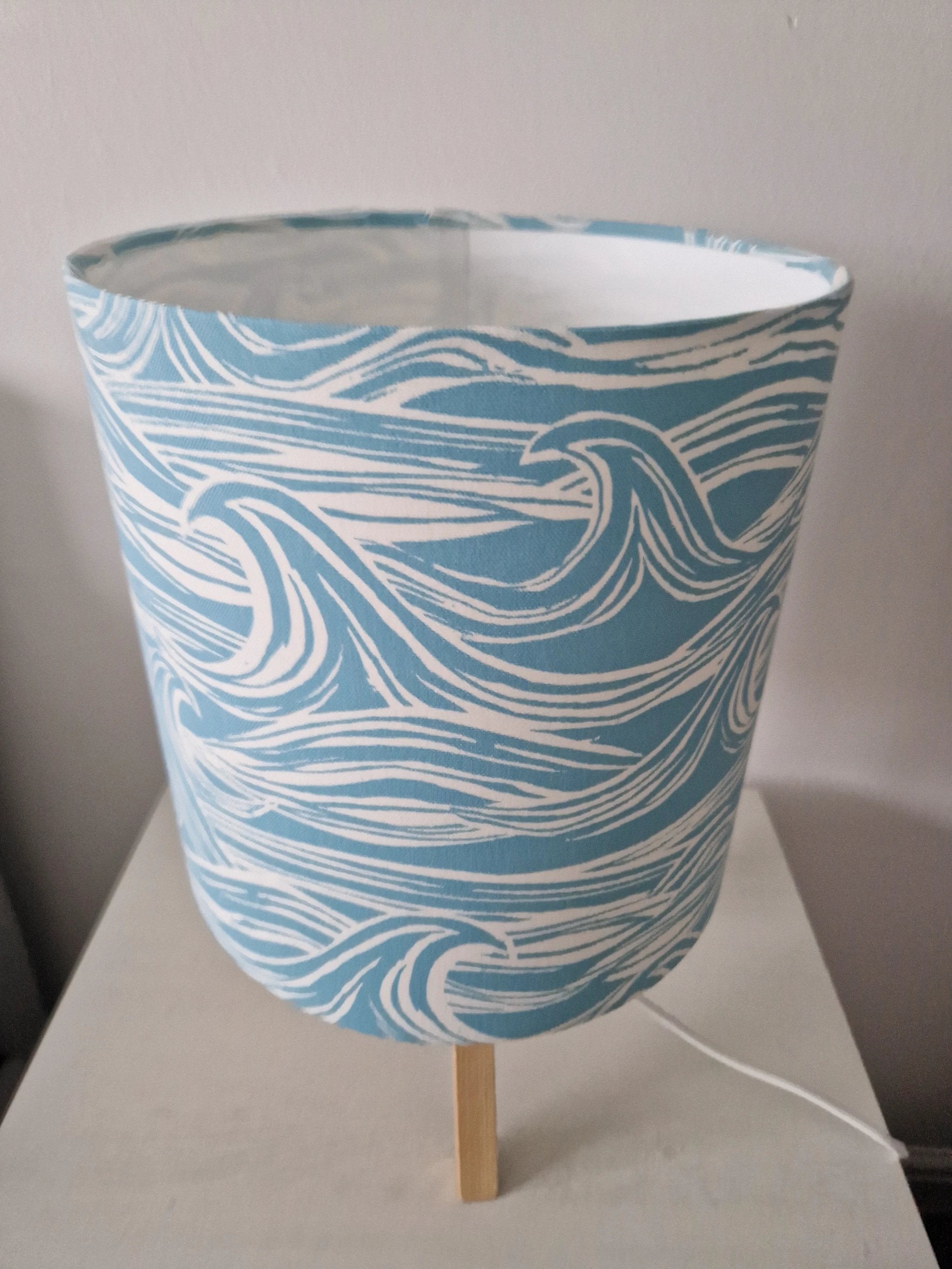 Coastal Lampshade – Handmade Wave Design Creates Calming Shadows by Sailing Sea Shades (medium-wave-lampshade)