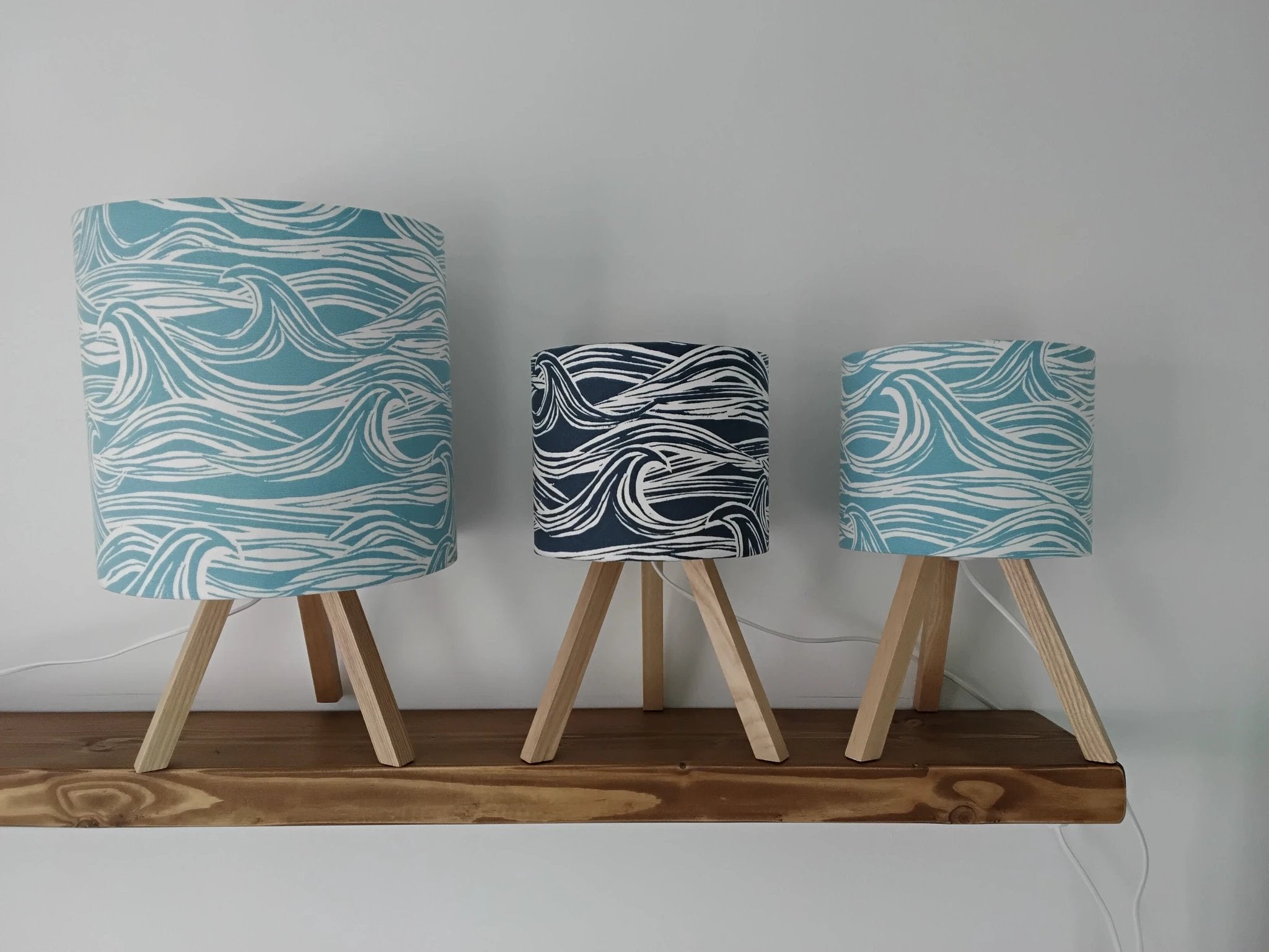 Coastal Lampshade – Handcrafted Mini Wave Design for Cosy Lighting by Sailing Sea Shades (tiny-wave-lampshade)