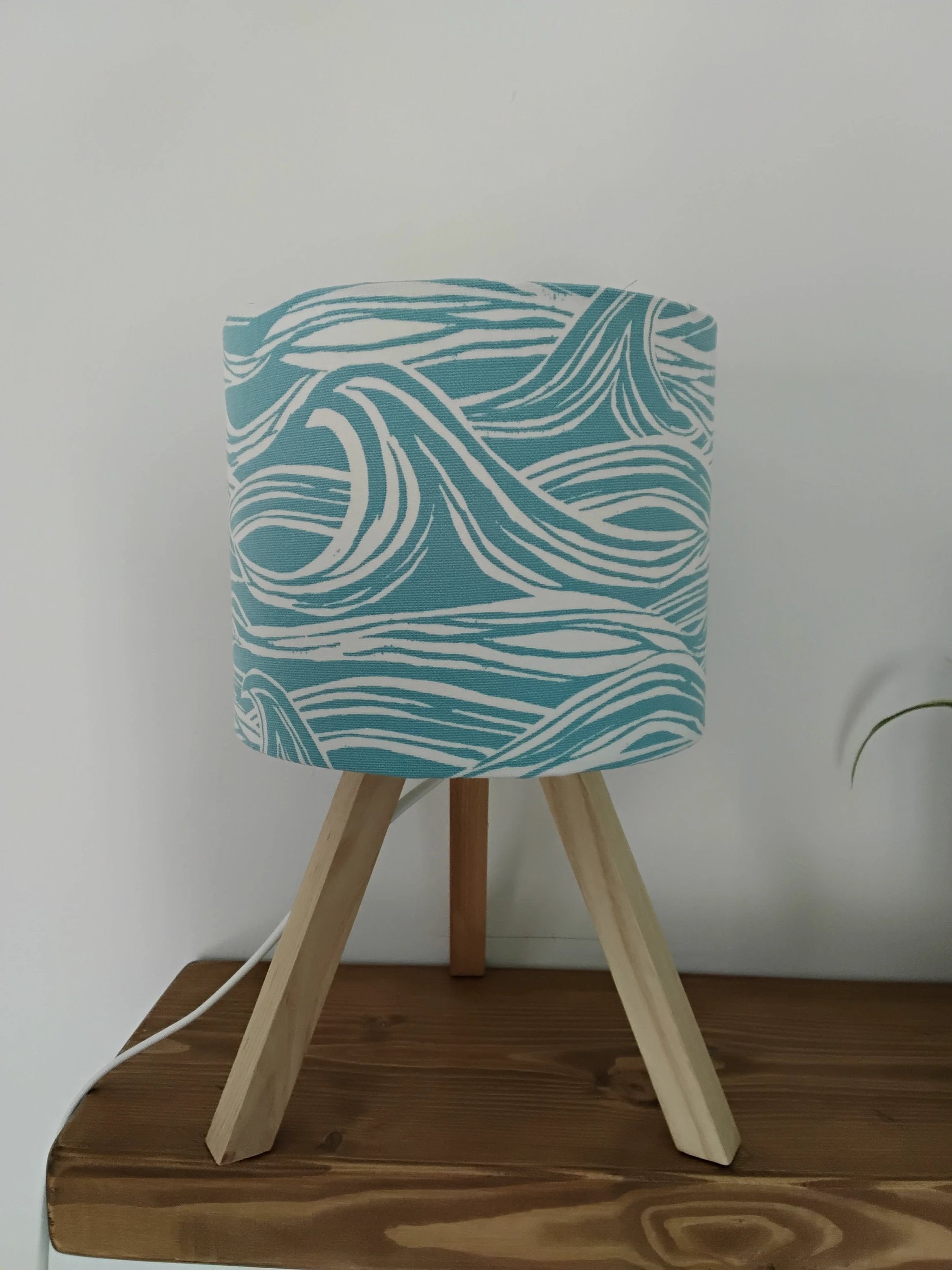Coastal Lampshade – Handcrafted Mini Wave Design for Cosy Lighting by Sailing Sea Shades (tiny-wave-lampshade)