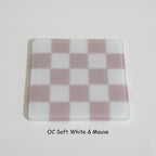 10cm Chequered Soft White/Colour Coaster - Oceanside Collection