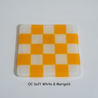 10cm Chequered Soft White/Colour Coaster - Oceanside Collection