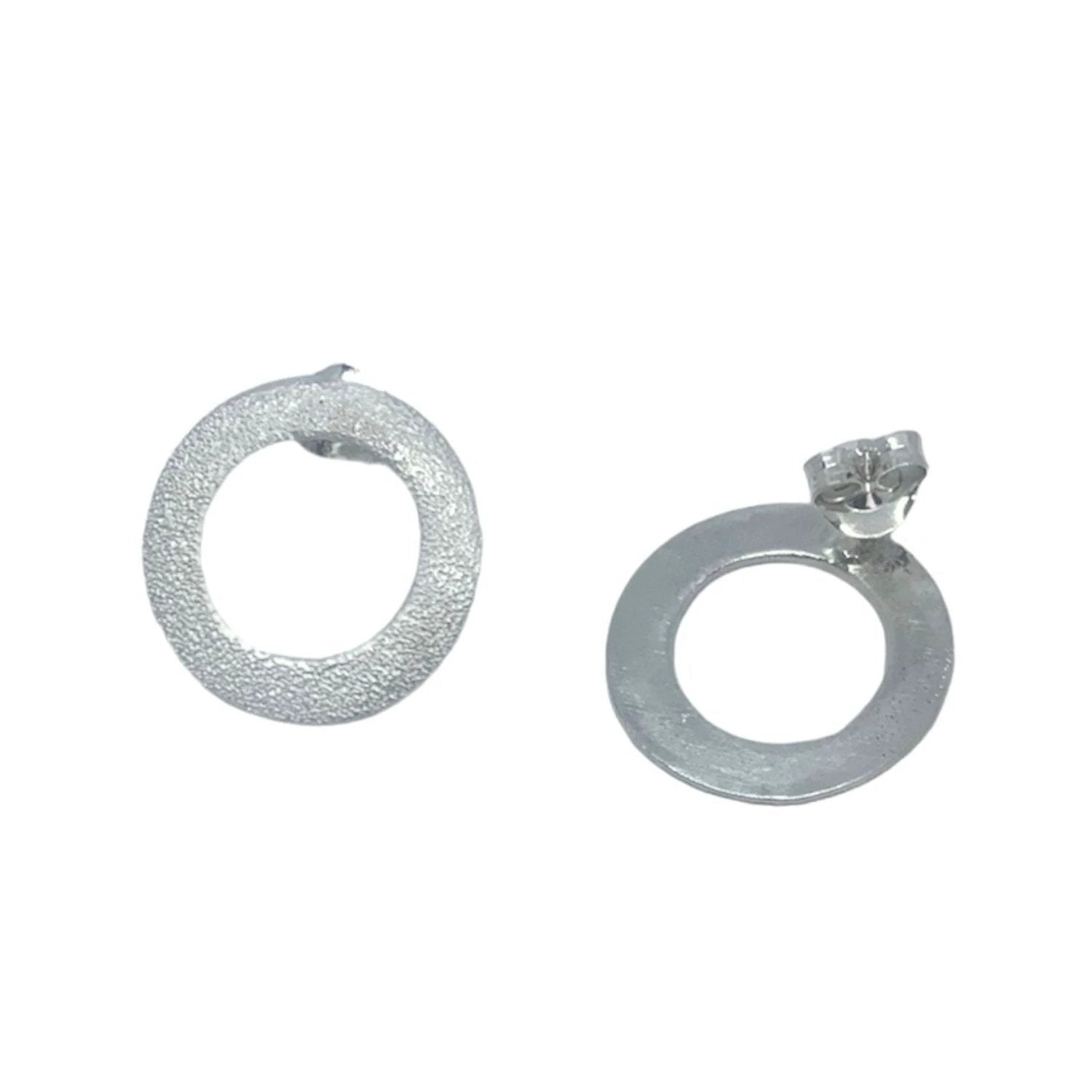 Sterling Silver Stud Earrings – Handmade Circular Design by Tg-Jewellery By Tamara Gervasio (handmade-circular-satin-stud-earrings-925-sterling-silver)