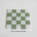 10cm Chequered Soft White/Colour Coaster - Oceanside Collection