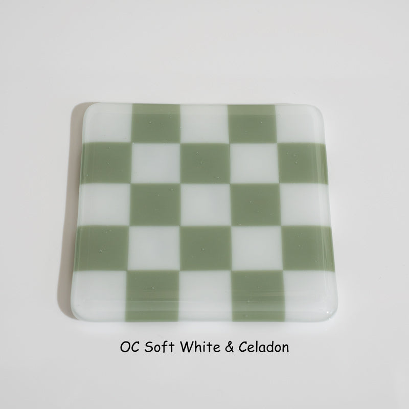 10cm Chequered Soft White/Colour Coaster - Oceanside Collection