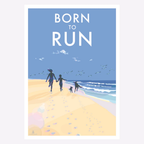 Born to Run A4 Print – Joyful Beach Scene for Children's Rooms by BeckyBettesworth (born-to-run)