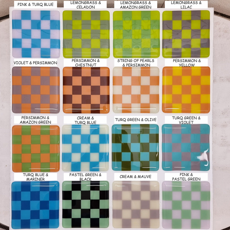 10cm Chequered Dual Colour Coaster - Oceanside Collection