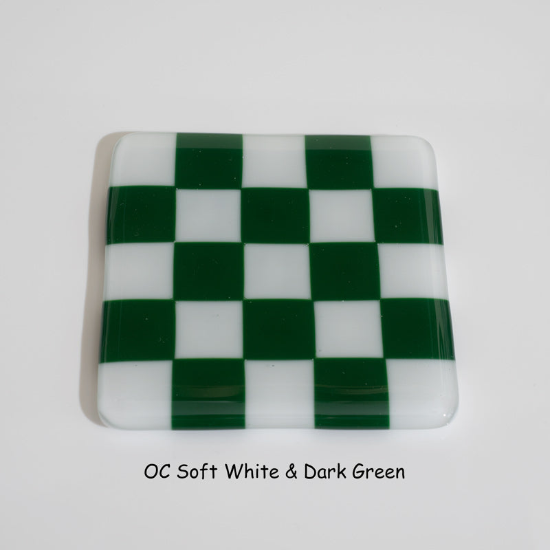 10cm Chequered Soft White/Colour Coaster - Oceanside Collection