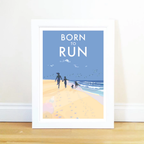 Born to Run A4 Print – Joyful Beach Scene for Children's Rooms by BeckyBettesworth (born-to-run)