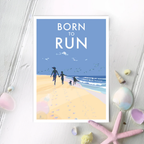 Born to Run A4 Print – Joyful Beach Scene for Children's Rooms by BeckyBettesworth (born-to-run)