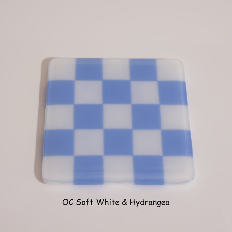 10cm Chequered Soft White/Colour Coaster - Oceanside Collection