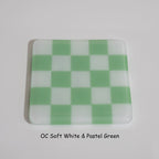 10cm Chequered Soft White/Colour Coaster - Oceanside Collection
