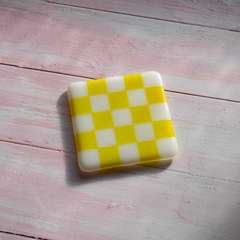 10cm Chequered White/Colour Coaster - Bullseye Collection