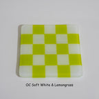 10cm Chequered Soft White/Colour Coaster - Oceanside Collection
