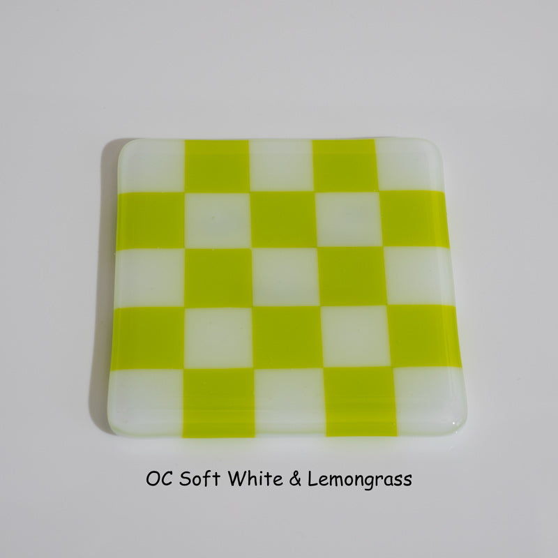10cm Chequered Soft White/Colour Coaster - Oceanside Collection