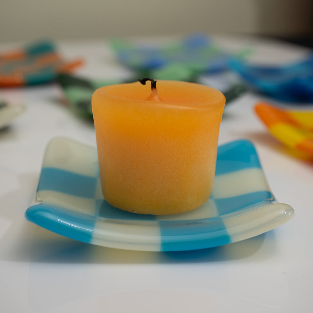 8cm Chequered Dual Coloured Shallow Dish - Oceanside Collection