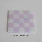 10cm Chequered Soft White/Colour Coaster - Oceanside Collection