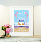 Vintage Travel Poster – Love Keeps Us Together Beach Print by BeckyBettesworth (love-keeps-us-together)