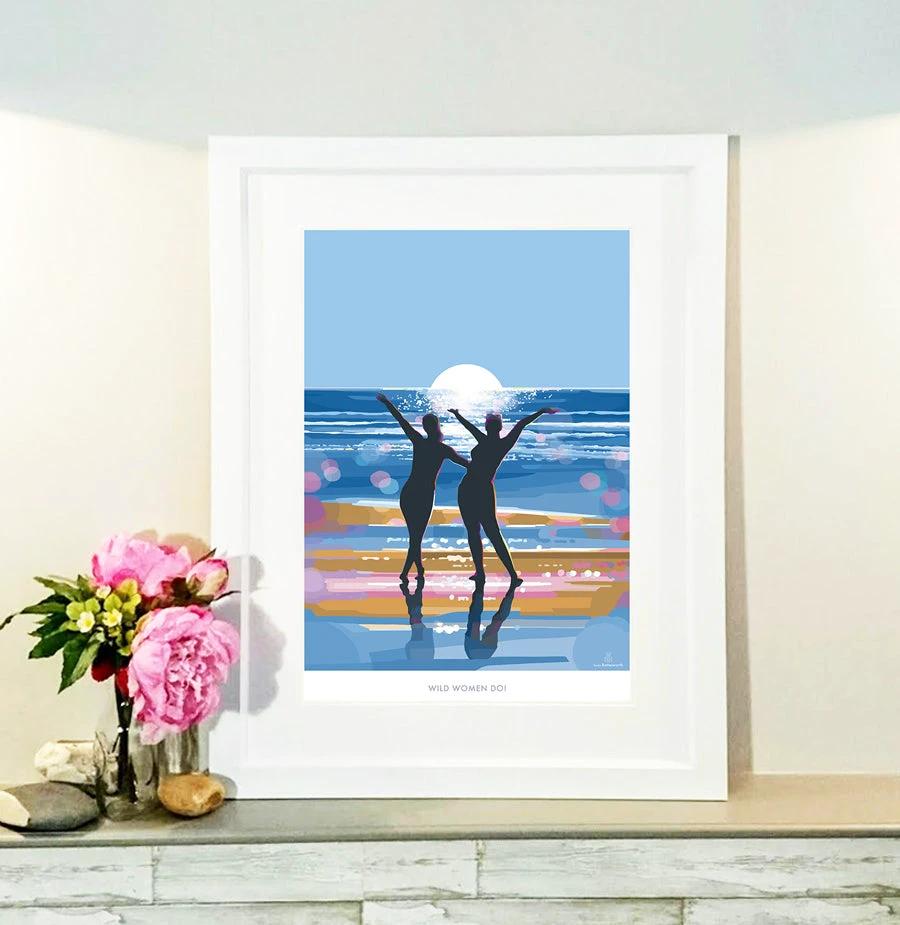 Wild Women Do Beach Sunset Silhouette Poster | BeckyBettesworth by BeckyBettesworth (wild-women-do)