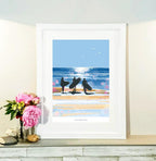Surf Art Print – One More Wave Vintage Beach Poster by BeckyBettesworth (one-more-wave)