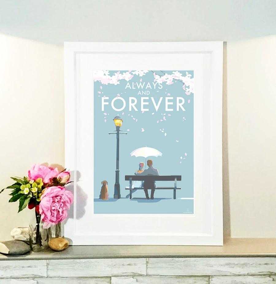 Vintage Seaside Poster – Always and Forever Romantic Print by BeckyBettesworth (always-and-forever)
