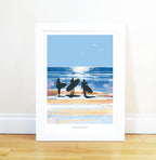 Surf Art Print – One More Wave Vintage Beach Poster by BeckyBettesworth (one-more-wave)